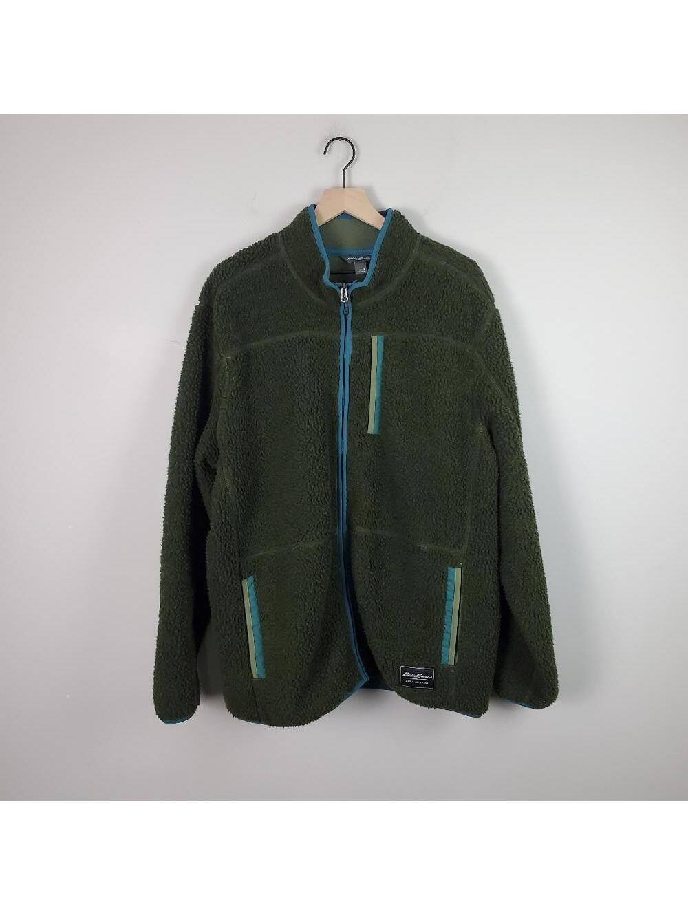 Eddie Bauer Green Sherpa Zip Jacket Men XL